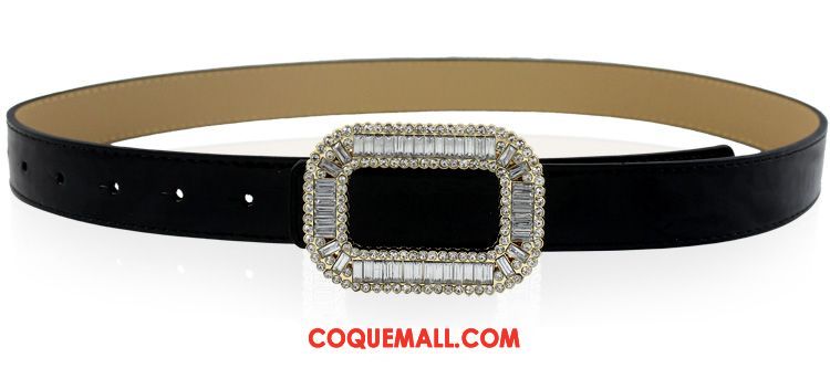 Ceinture Femme Cuir Véritable Cuir De Vache Décoration, Ceinture Simple Pierres De Strass