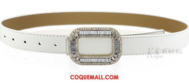 Ceinture Femme Cuir Véritable Cuir De Vache Décoration, Ceinture Simple Pierres De Strass