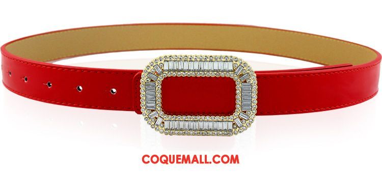 Ceinture Femme Cuir Véritable Cuir De Vache Décoration, Ceinture Simple Pierres De Strass