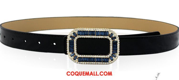 Ceinture Femme Cuir Véritable Cuir De Vache Décoration, Ceinture Simple Pierres De Strass