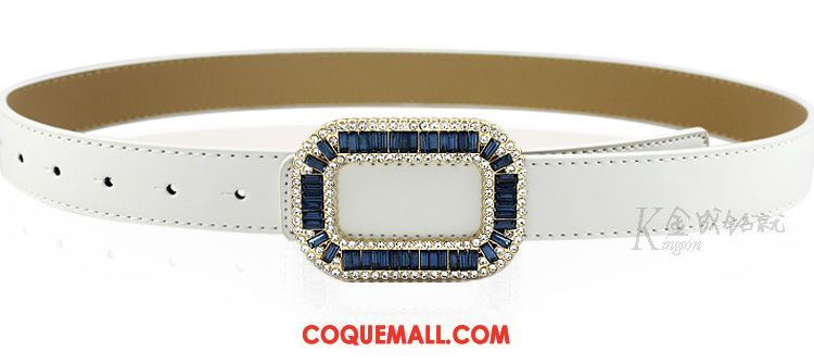 Ceinture Femme Cuir Véritable Cuir De Vache Décoration, Ceinture Simple Pierres De Strass