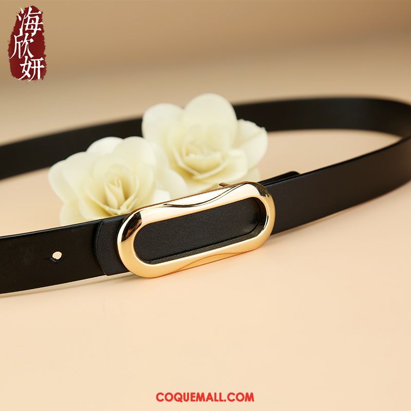 Ceinture Femme Cuir Véritable Simple Pure, Ceinture Couche De Tête Argenté