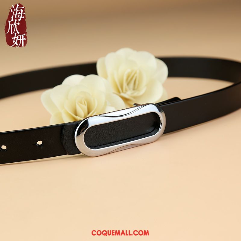 Ceinture Femme Cuir Véritable Simple Pure, Ceinture Couche De Tête Argenté