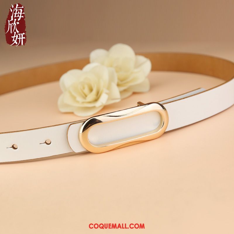 Ceinture Femme Cuir Véritable Simple Pure, Ceinture Couche De Tête Argenté