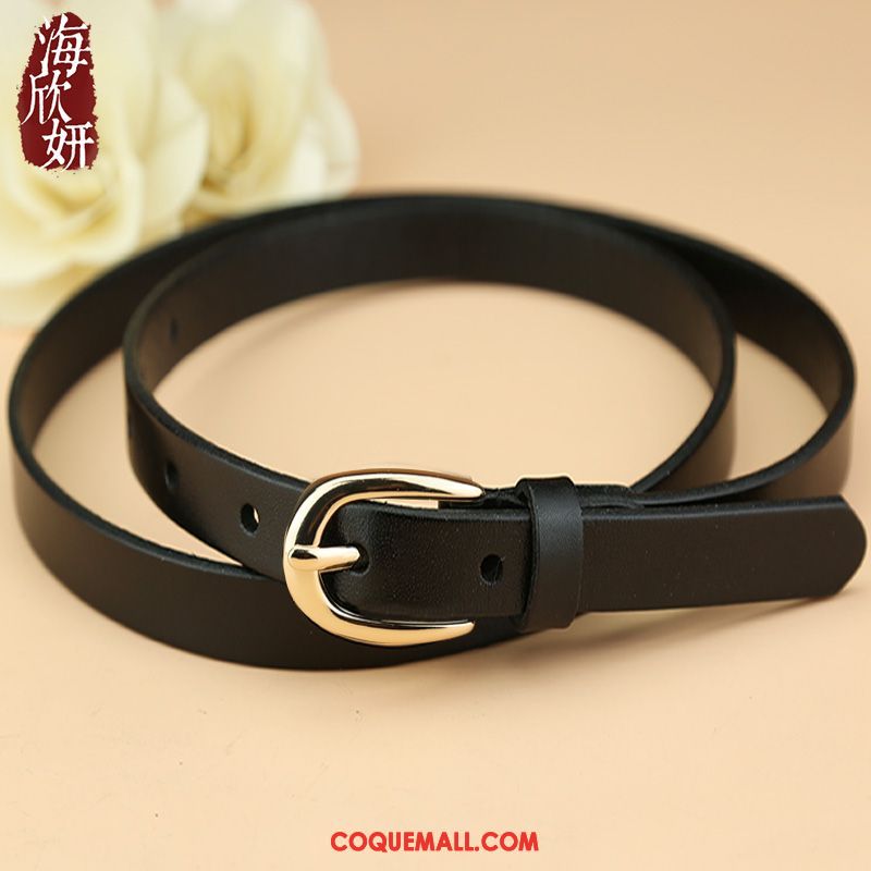 Ceinture Femme Décoration Simple Pure, Ceinture Rétro Cuir Véritable