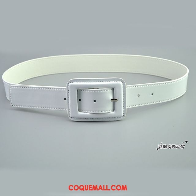 Ceinture Femme Europe Blanc Mode, Ceinture Cuir Véritable Noir