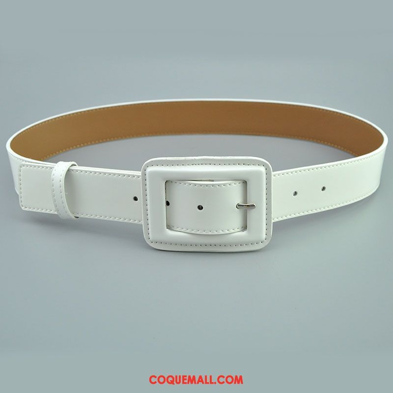 Ceinture Femme Europe Blanc Mode, Ceinture Cuir Véritable Noir