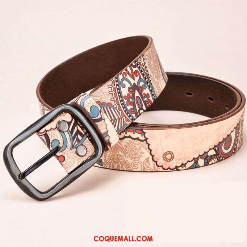 Ceinture Femme Graffiti Mode Jeans, Ceinture Europe Cuir De Vache