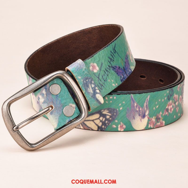 Ceinture Femme Graffiti Mode Jeans, Ceinture Europe Cuir De Vache