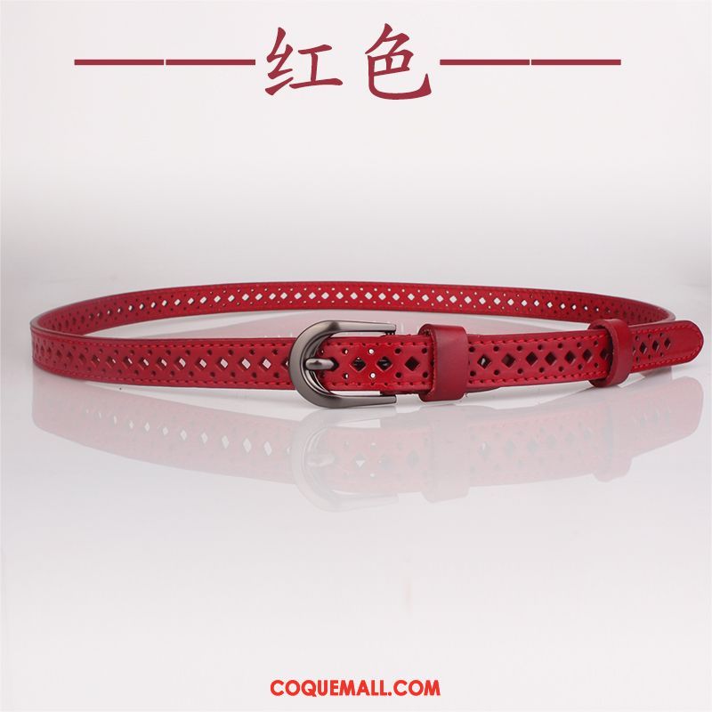 Ceinture Femme Jeans Rouge Simple, Ceinture Étudiant Cuir Véritable