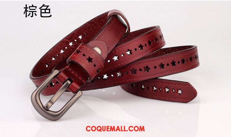 Ceinture Femme Jeans Rouge Simple, Ceinture Étudiant Cuir Véritable