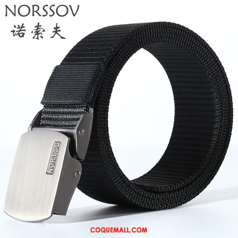 Ceinture Femme Lisse Rouge Toile, Ceinture Automatique Noir Et Blanc