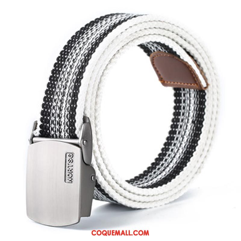 Ceinture Femme Lisse Rouge Toile, Ceinture Automatique Noir Et Blanc