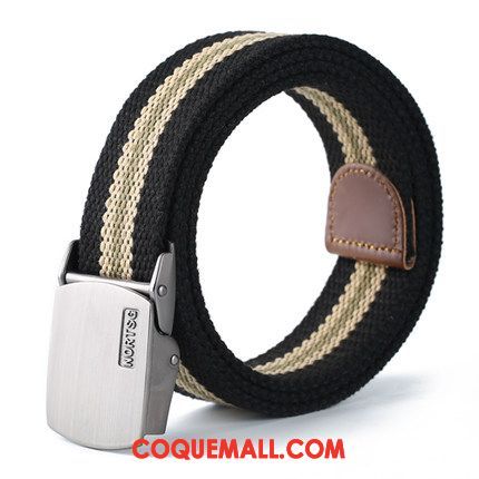 Ceinture Femme Lisse Rouge Toile, Ceinture Automatique Noir Et Blanc