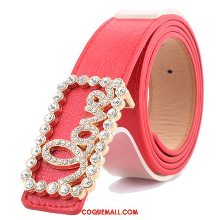 Ceinture Femme Loisir Rouge Diamant, Ceinture Décoration Amour