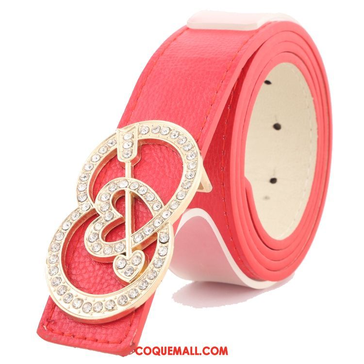 Ceinture Femme Loisir Rouge Diamant, Ceinture Décoration Amour