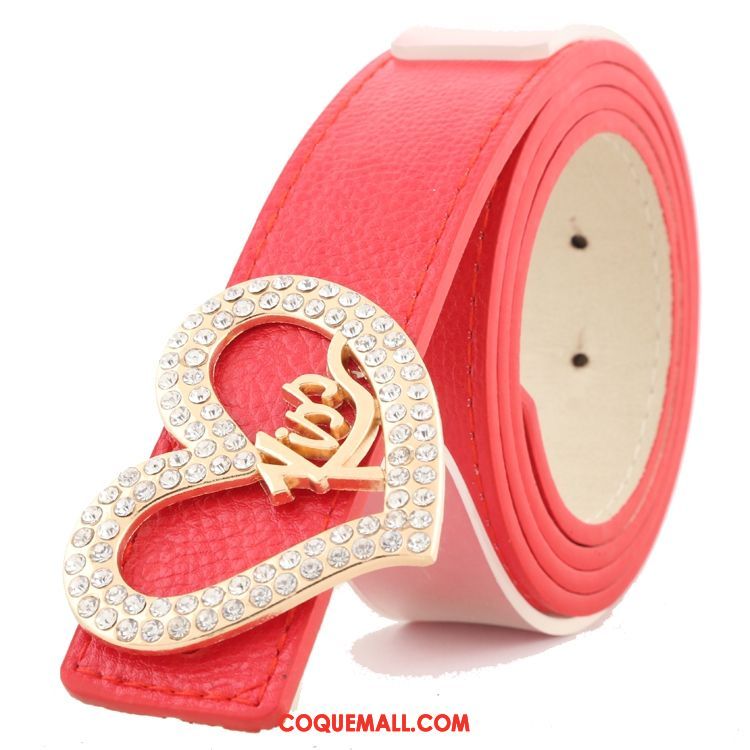 Ceinture Femme Loisir Rouge Diamant, Ceinture Décoration Amour