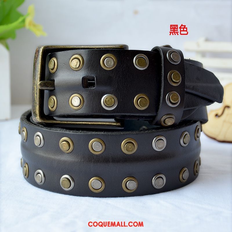 Ceinture Femme Mode Noir Homme, Ceinture Couche De Tête Œillet