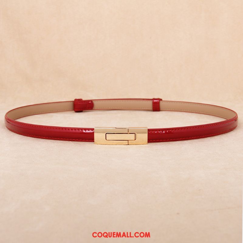 Ceinture Femme Mode Noir Rouge, Ceinture Cuir De Vache Élégant