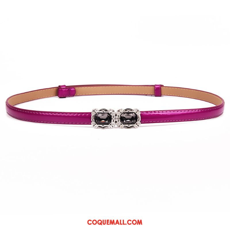 Ceinture Femme Mode Noir Rouge, Ceinture Cuir De Vache Élégant