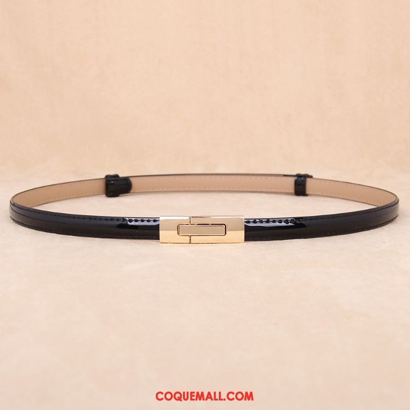 Ceinture Femme Mode Noir Rouge, Ceinture Cuir De Vache Élégant