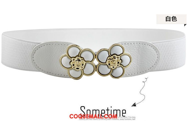 Ceinture Femme Noir Simple Élastique, Ceinture Vers Le Bas Fleurs