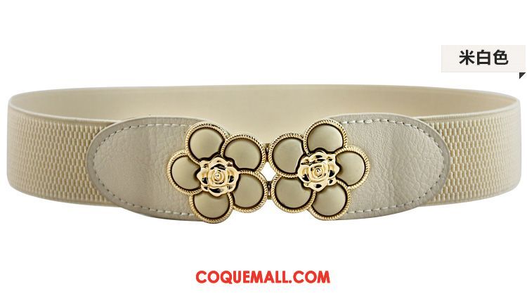 Ceinture Femme Noir Simple Élastique, Ceinture Vers Le Bas Fleurs