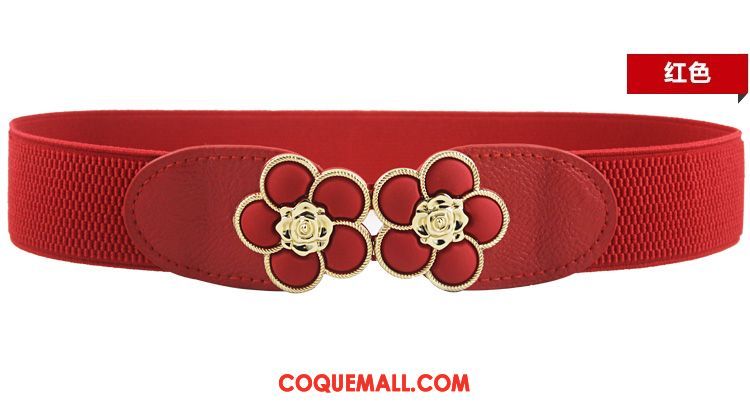 Ceinture Femme Noir Simple Élastique, Ceinture Vers Le Bas Fleurs