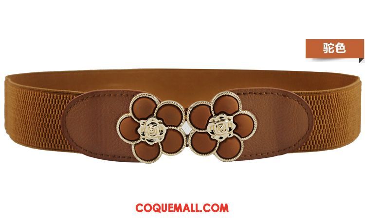 Ceinture Femme Noir Simple Élastique, Ceinture Vers Le Bas Fleurs