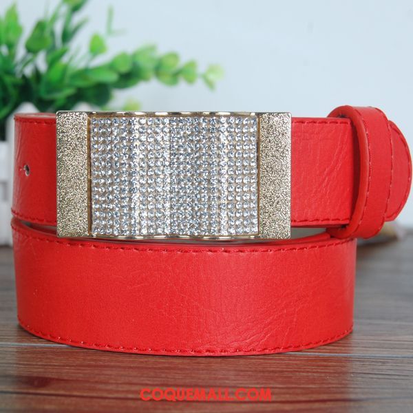 Ceinture Femme Pierres De Strass Modèles Féminins All-match, Ceinture Blanc Tendance