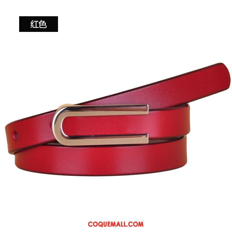 Ceinture Femme Rouge Simple Cuir Véritable, Ceinture Étudiant Petit