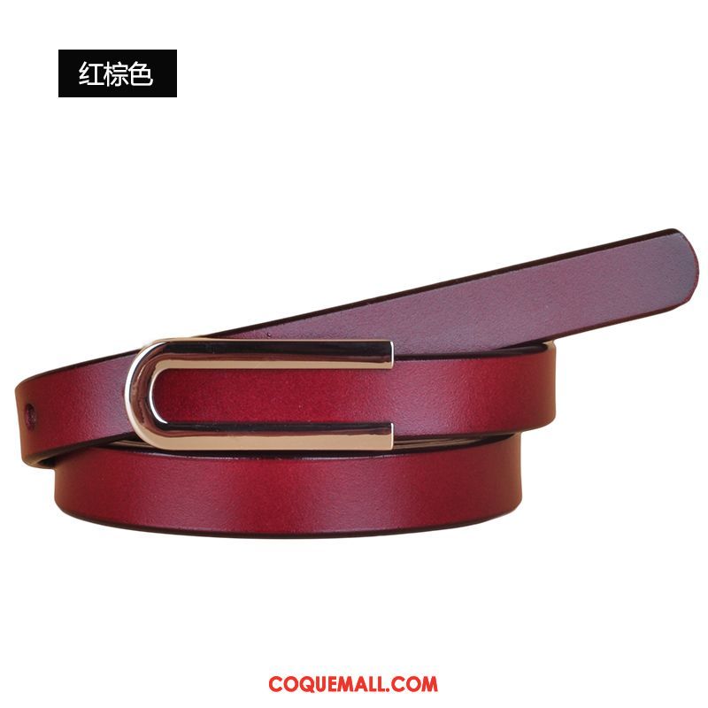 Ceinture Femme Rouge Simple Cuir Véritable, Ceinture Étudiant Petit