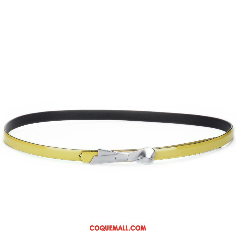 Ceinture Femme Simple Cuir Véritable Étudiant, Ceinture Jaune Général