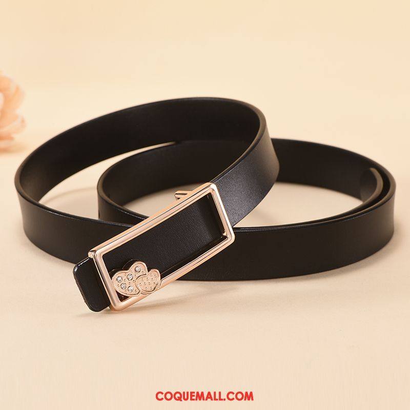 Ceinture Femme Simple Pure Noir, Ceinture Loisir Tempérament