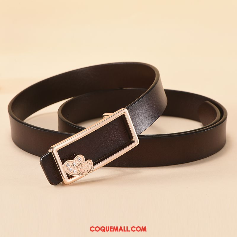 Ceinture Femme Simple Pure Noir, Ceinture Loisir Tempérament