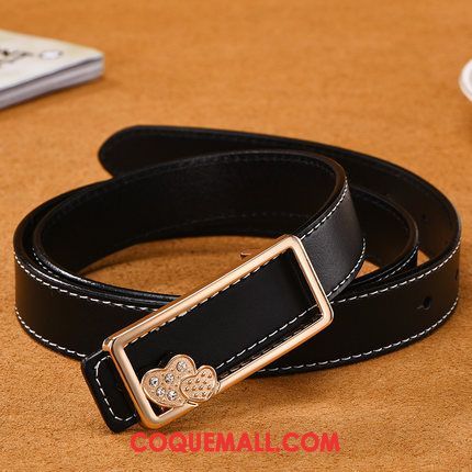 Ceinture Femme Simple Pure Noir, Ceinture Loisir Tempérament