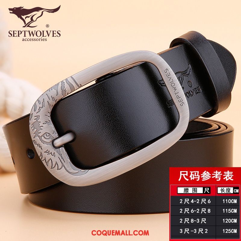 Ceinture Femme Simple Tendance Cuir Véritable, Ceinture Boucle Décoration Braun