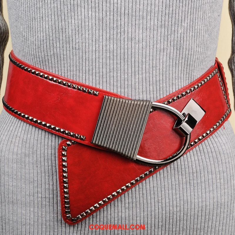 Ceinture Femme Élastique Rouge Mode, Ceinture Œillet Décoration