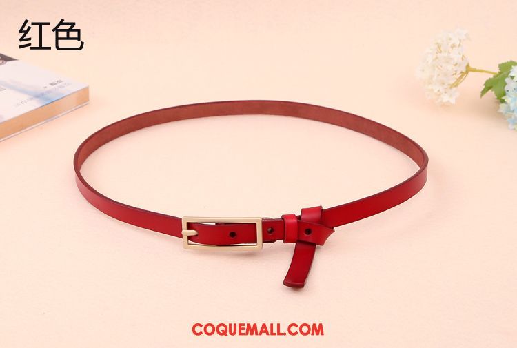 Ceinture Femme Élégant Rouge Décoration, Ceinture All-match Cuir Véritable Braun