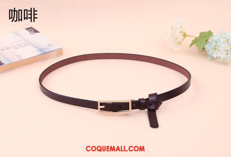 Ceinture Femme Élégant Rouge Décoration, Ceinture All-match Cuir Véritable Braun