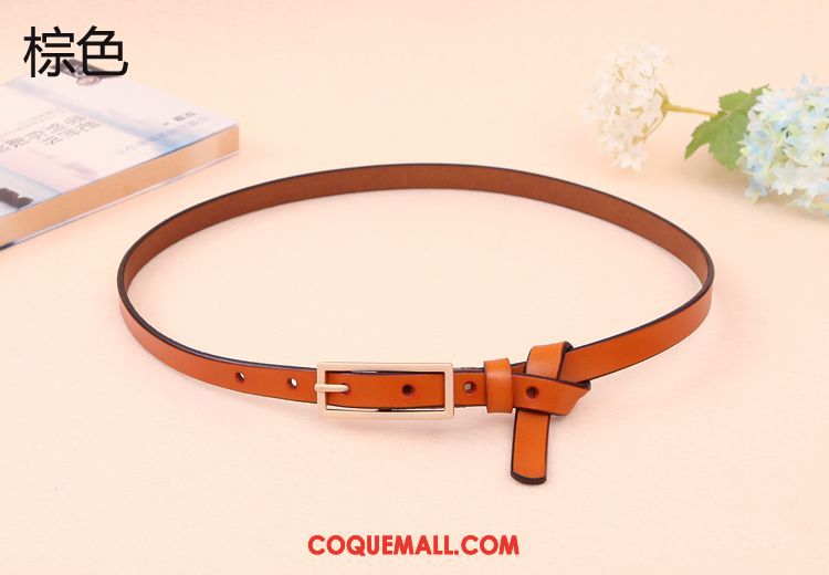 Ceinture Femme Élégant Rouge Décoration, Ceinture All-match Cuir Véritable Braun