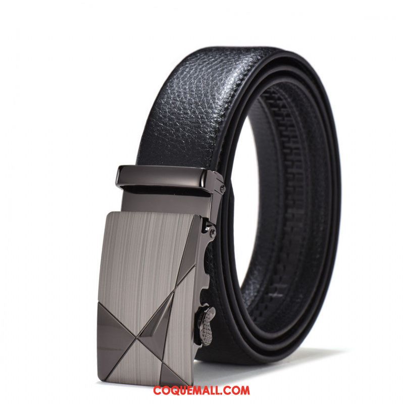 Ceinture Homme All-match Boucle Automatique Cuir De Vache, Ceinture Noir Vêtements De Cérémonie