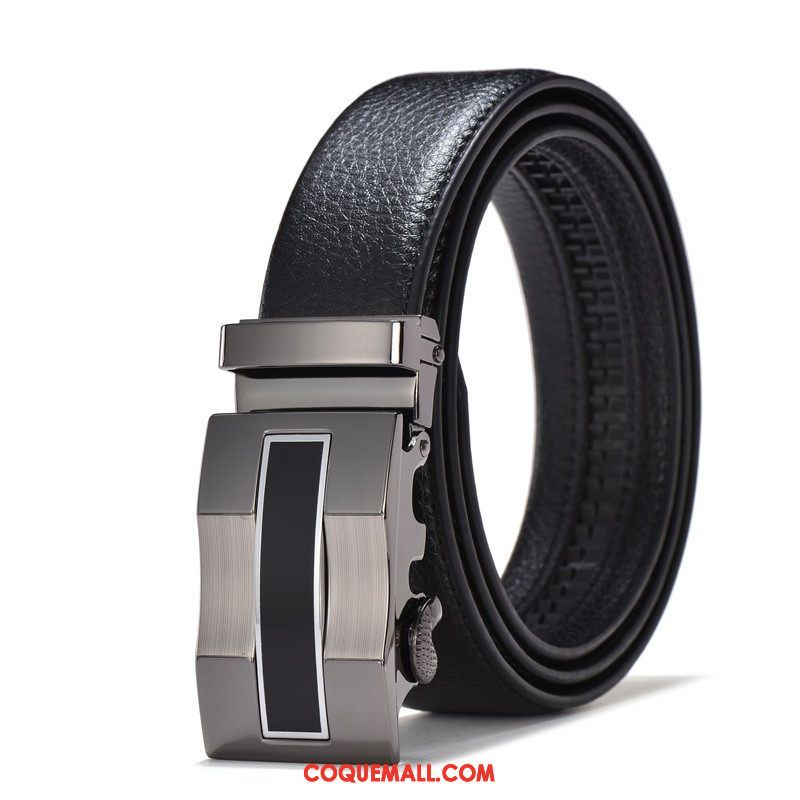 Ceinture Homme All-match Boucle Automatique Cuir De Vache, Ceinture Noir Vêtements De Cérémonie