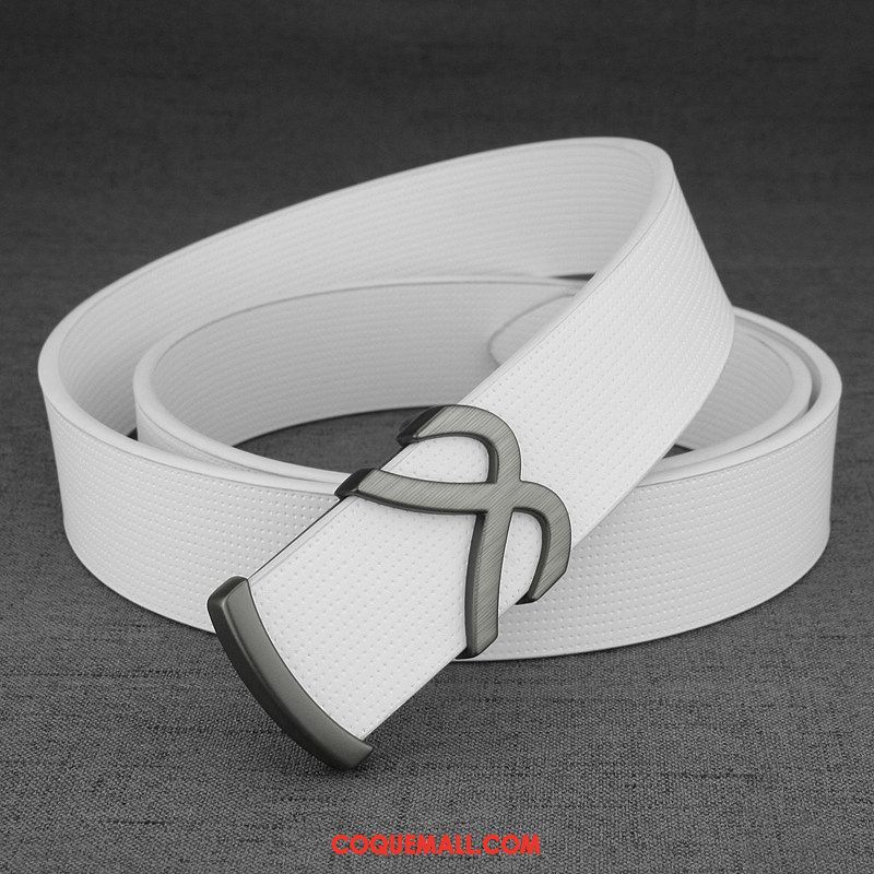 Ceinture Homme Blanc Cuir De Vache Tendance, Ceinture Loisir Jeune Dunkel