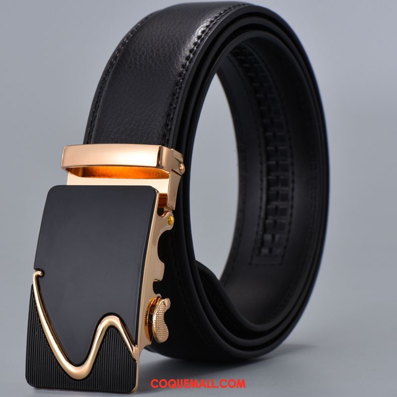 Ceinture Homme Boucle Automatique Noir Tendance, Ceinture Jeunesse Entreprise