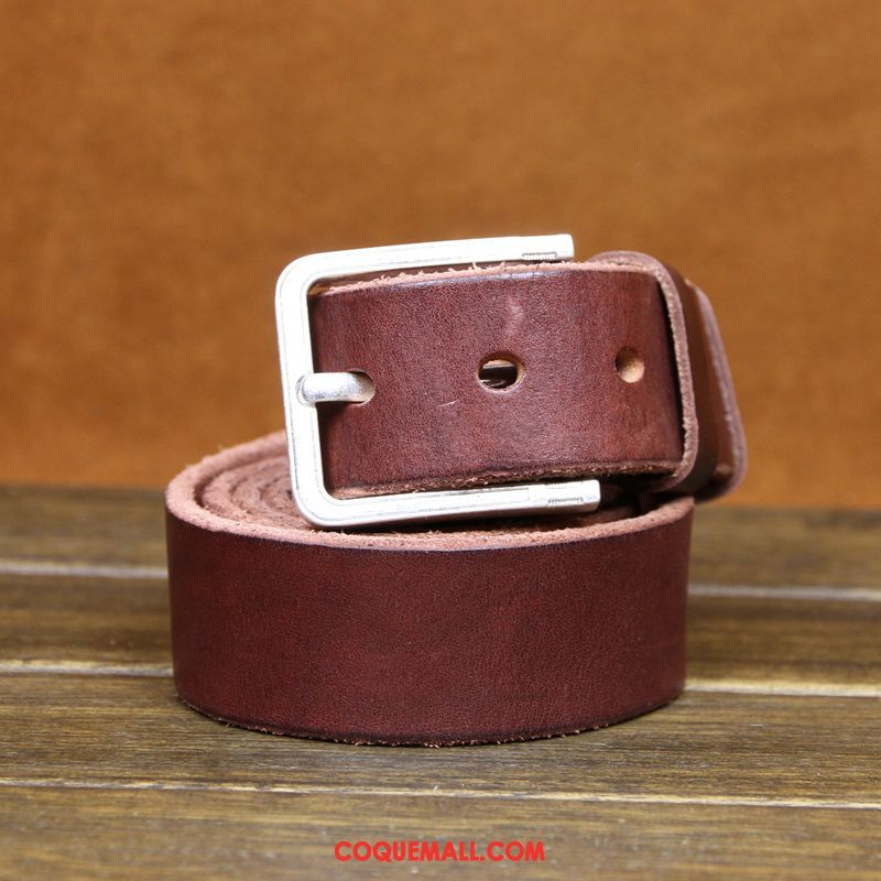 Ceinture Homme Couche De Tête Cuir Véritable Marron, Ceinture Loisir Mode