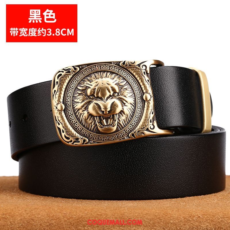 Ceinture Homme Couche De Tête Marron Rétro, Ceinture Manuel Cuir Véritable