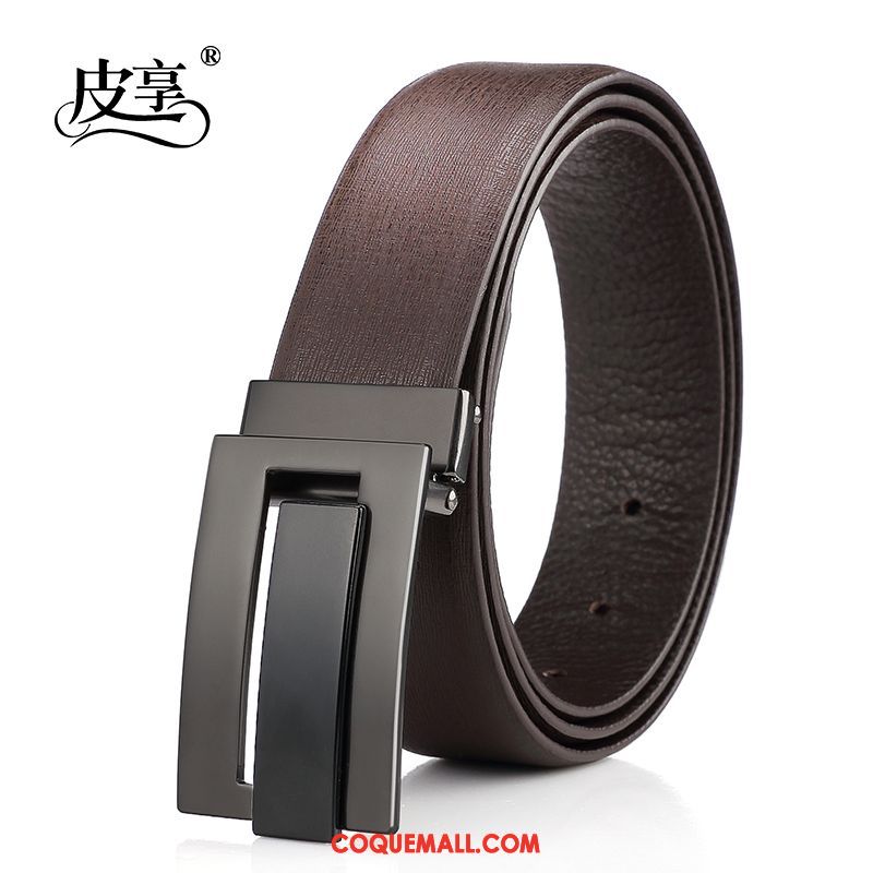 Ceinture Homme Couche De Tête Noir Loisir, Ceinture Cuir Véritable Cuir De Vache