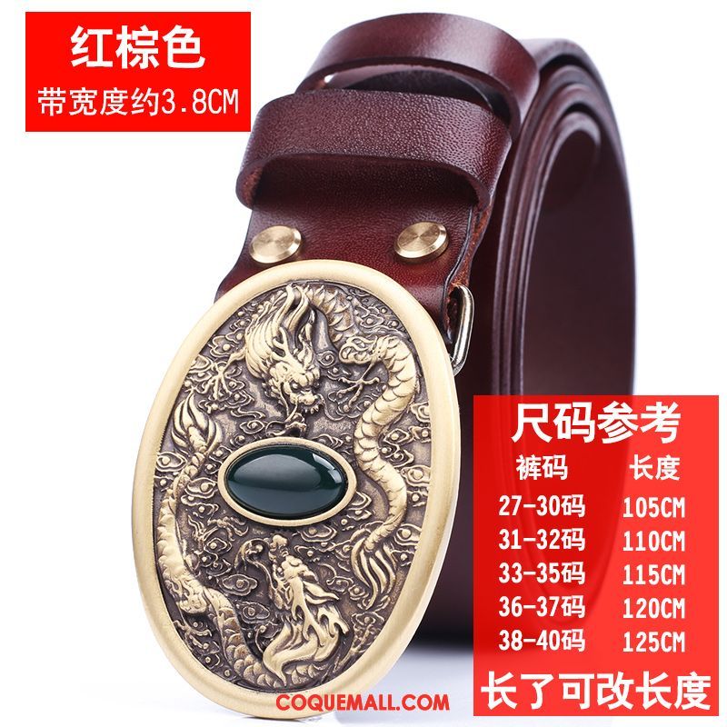 Ceinture Homme Couche De Tête Rétro Personnalité, Ceinture Loisir Âge Moyen