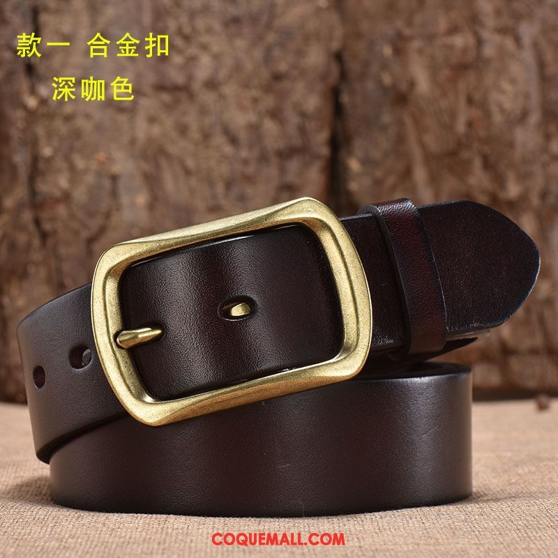 Ceinture Homme Cuir De Vache Alliage Couche De Tête, Ceinture Pure Âge Moyen Dunkel